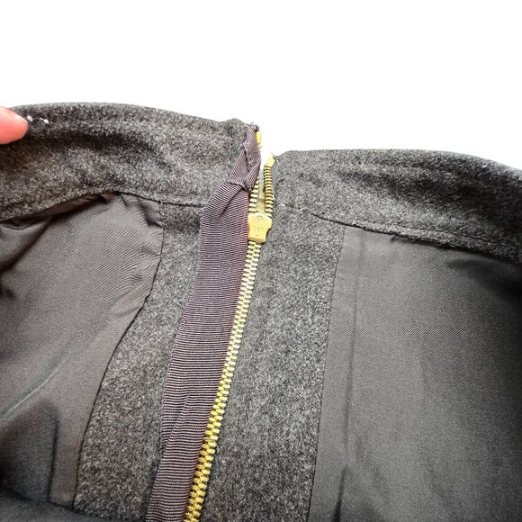 Loft Gray Skirt Wool Blend Floral Embroidered A-Line Gold Zipper Gold 4 JJ3988 - Picture 7 of 8